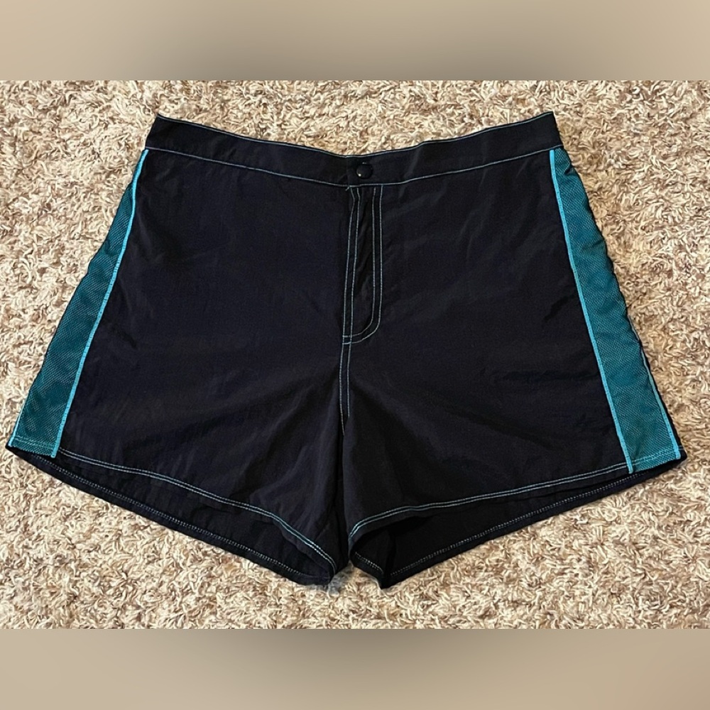 Blue and Black Sporty Swim Trunks with Classic Design